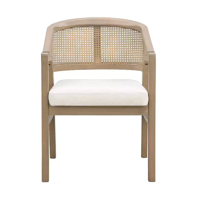 Christopher Knight Home Delia Farmhouse 9 Piece Dining Table with Rattan Rubberwood Upholstered Chairs