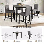 sumyeg 5 Piece Counter Height Table Set with 4 Chairs for Kitchen or Dining Room