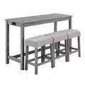 sumyeg Industrial 4-Piece Bar Table Set with Power Outlet in Grey