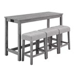 sumyeg Industrial 4-Piece Bar Table Set with Power Outlet in Grey