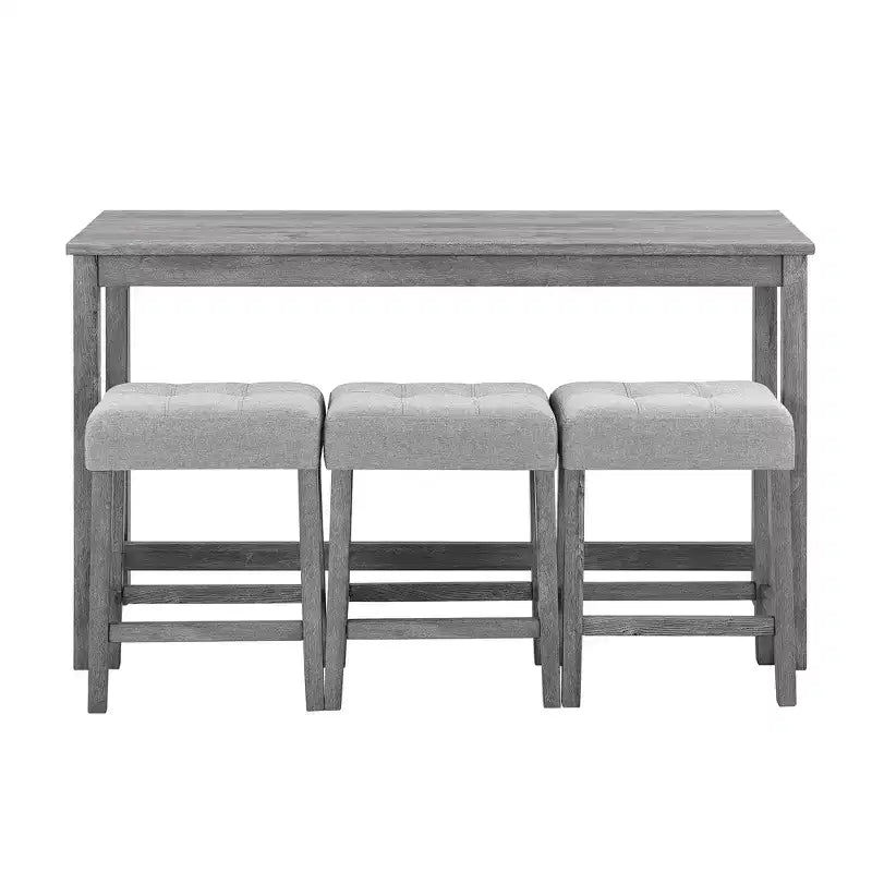 sumyeg Industrial 4-Piece Bar Table Set with Power Outlet in Grey