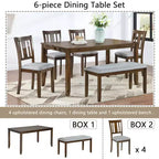 sumyeg 6 Piece Rectangular Dining Table Set with Chairs and Bench for Kitchen or Dining Room