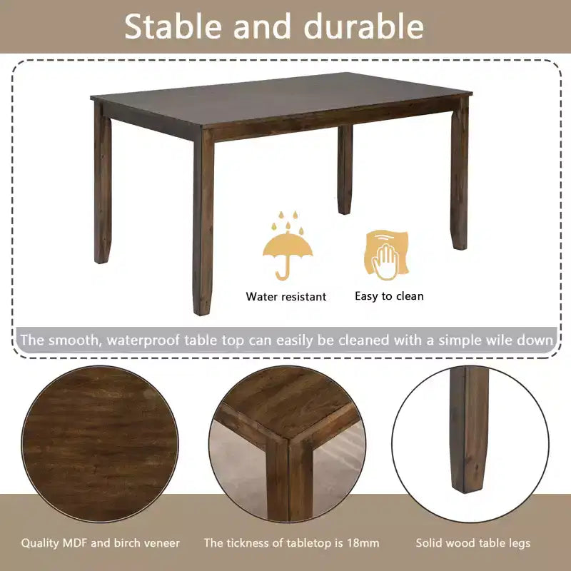 sumyeg 6 Piece Rectangular Dining Table Set with Chairs and Bench for Kitchen or Dining Room