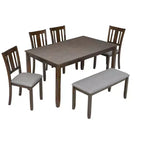 sumyeg 6 Piece Rectangular Dining Table Set with Chairs and Bench for Kitchen or Dining Room
