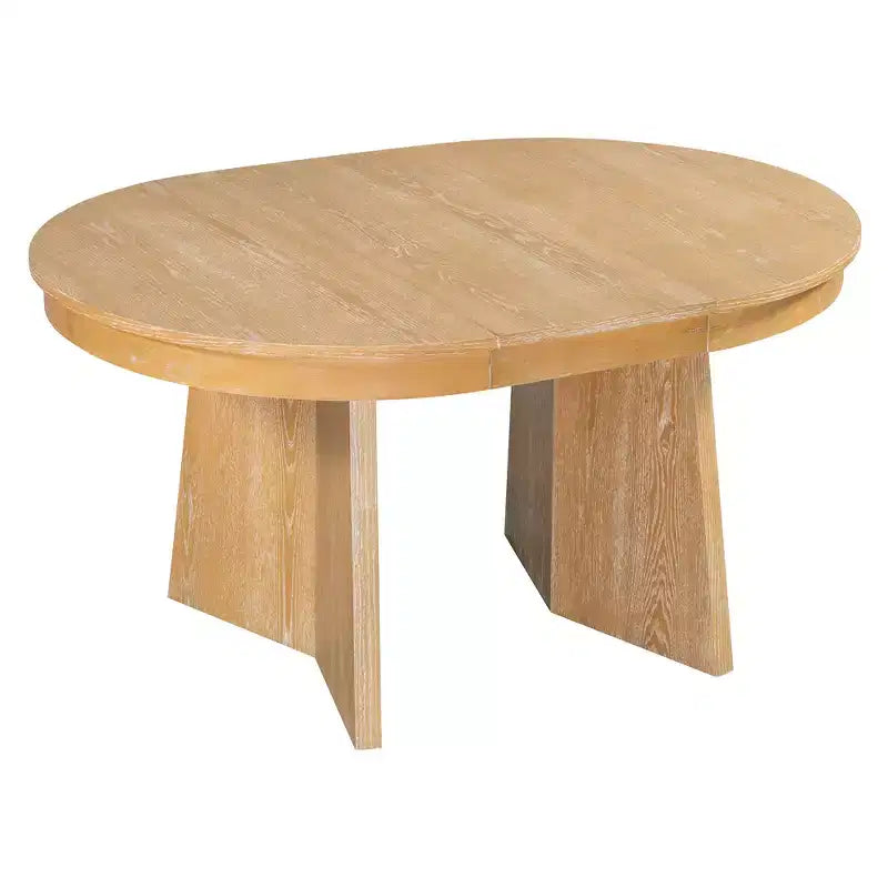 Rattan Round Dining Table Set for 4, Extendable Dining Set with 4 Upholstered Chairs, Kitchen Table and Chairs Set for Small Space, Natural Wood Wash