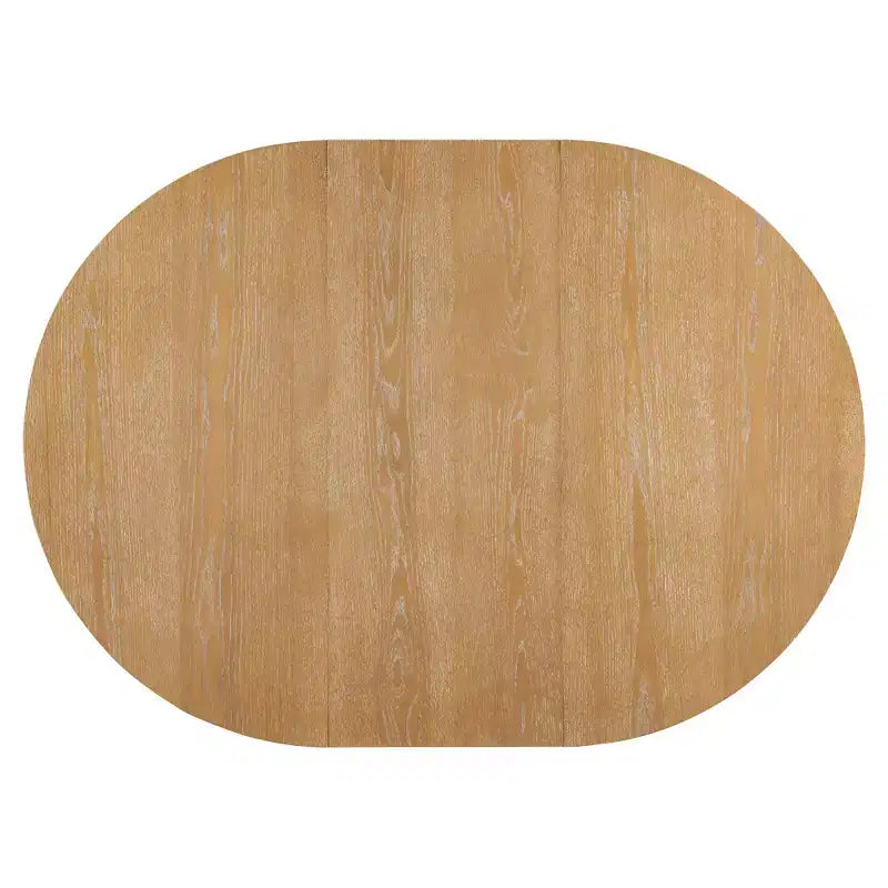 Rattan Round Dining Table Set for 4, Extendable Dining Set with 4 Upholstered Chairs, Kitchen Table and Chairs Set for Small Space, Natural Wood Wash