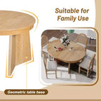 Rattan Round Dining Table Set for 4, Extendable Dining Set with 4 Upholstered Chairs, Kitchen Table and Chairs Set for Small Space, Natural Wood Wash