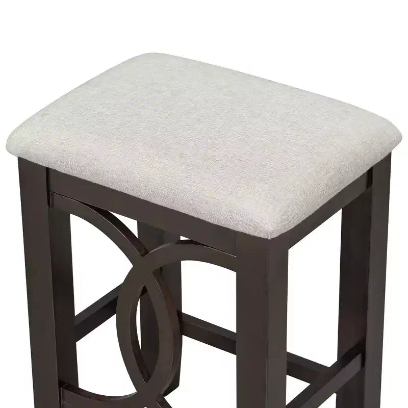 Farmhouse 3 Piece Counter Height Dining Table Set for 2, Wood Console Bar Table with USB Port and Upholstered Stools for Small Space