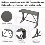 Farmhouse 3 Piece Counter Height Dining Table Set for 2, Wood Console Bar Table with USB Port and Upholstered Stools for Small Space