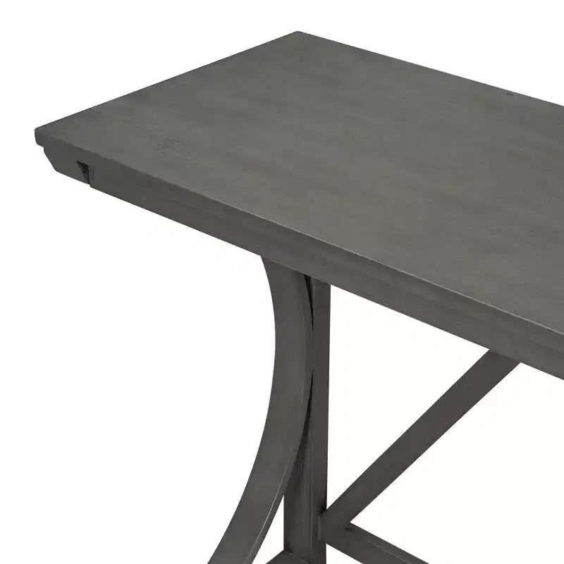 Farmhouse 3 Piece Counter Height Dining Table Set for 2, Wood Console Bar Table with USB Port and Upholstered Stools for Small Space