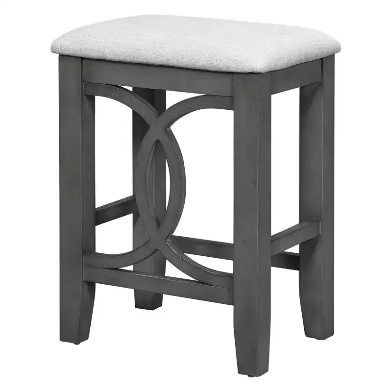 Farmhouse 3 Piece Counter Height Dining Table Set for 2, Wood Console Bar Table with USB Port and Upholstered Stools for Small Space