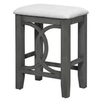 Farmhouse 3 Piece Counter Height Dining Table Set for 2, Wood Console Bar Table with USB Port and Upholstered Stools for Small Space