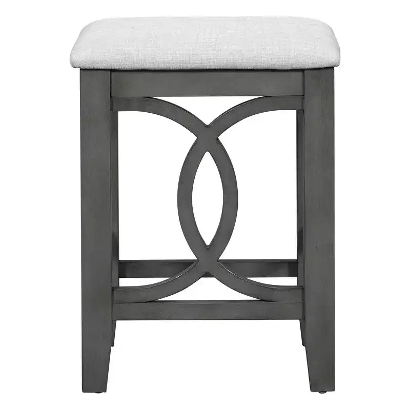 Farmhouse 3 Piece Counter Height Dining Table Set for 2, Wood Console Bar Table with USB Port and Upholstered Stools for Small Space