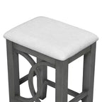 Farmhouse 3 Piece Counter Height Dining Table Set for 2, Wood Console Bar Table with USB Port and Upholstered Stools for Small Space