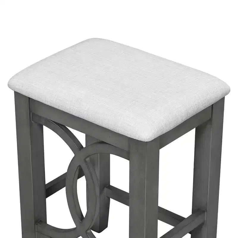 Farmhouse 3 Piece Counter Height Dining Table Set for 2, Wood Console Bar Table with USB Port and Upholstered Stools for Small Space