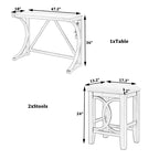 Farmhouse 3 Piece Counter Height Dining Table Set for 2, Wood Console Bar Table with USB Port and Upholstered Stools for Small Space