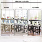 Farmhouse 3 Piece Counter Height Dining Table Set for 2, Wood Console Bar Table with USB Port and Upholstered Stools for Small Space