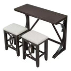 Farmhouse 3 Piece Counter Height Dining Table Set for 2, Wood Console Bar Table with USB Port and Upholstered Stools for Small Space