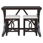 Farmhouse 3 Piece Counter Height Dining Table Set for 2, Wood Console Bar Table with USB Port and Upholstered Stools for Small Space