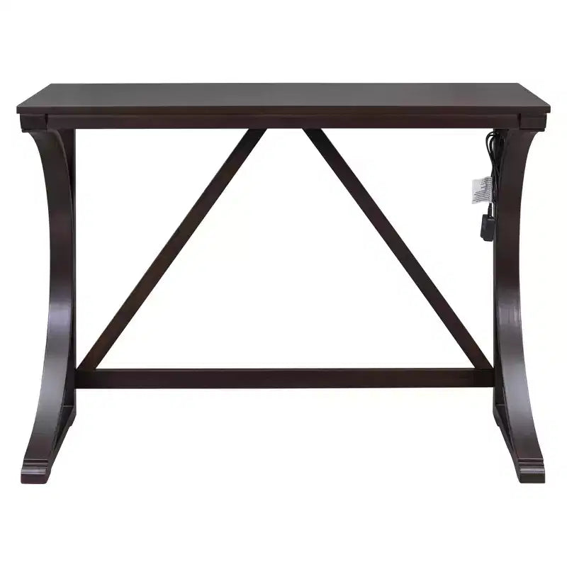 Farmhouse 3 Piece Counter Height Dining Table Set for 2, Wood Console Bar Table with USB Port and Upholstered Stools for Small Space