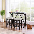 Farmhouse 3 Piece Counter Height Dining Table Set for 2, Wood Console Bar Table with USB Port and Upholstered Stools for Small Space