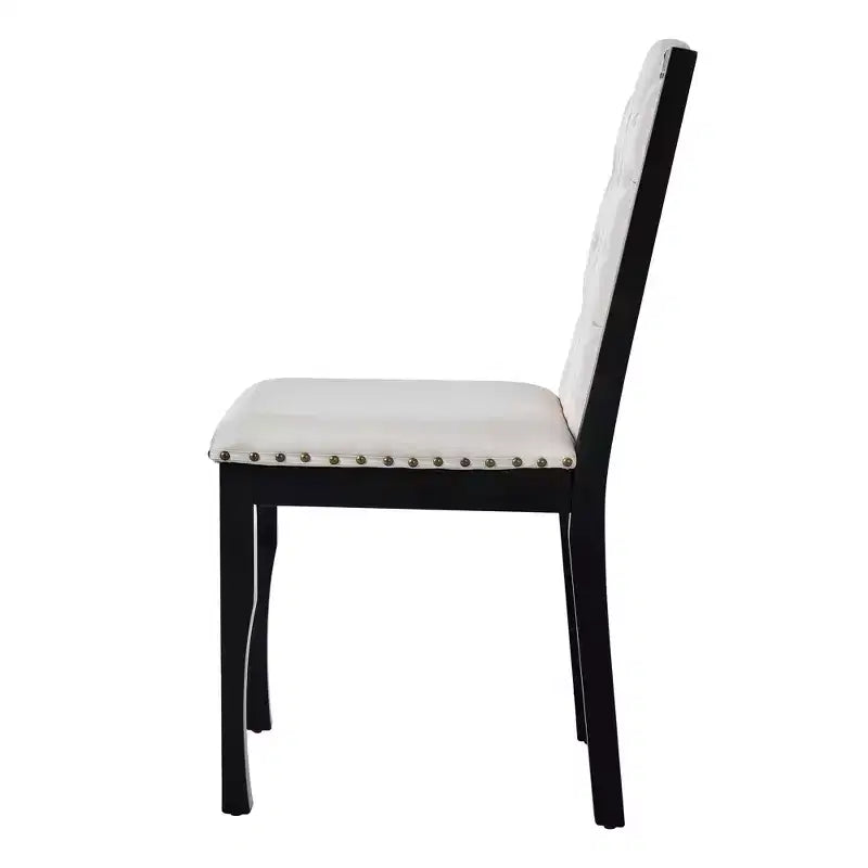 6-delige retro keuken-eettafelset, rechthoekige tafel met 4 gecapitonneerde stoelen met hoge rugleuning en bank, houten eettafelset voor 6 personen