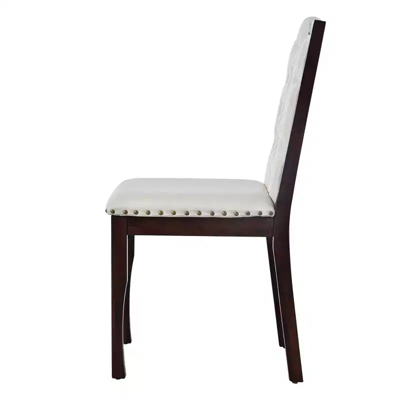 6-delige retro keuken-eettafelset, rechthoekige tafel met 4 gecapitonneerde stoelen met hoge rugleuning en bank, houten eettafelset voor 6 personen