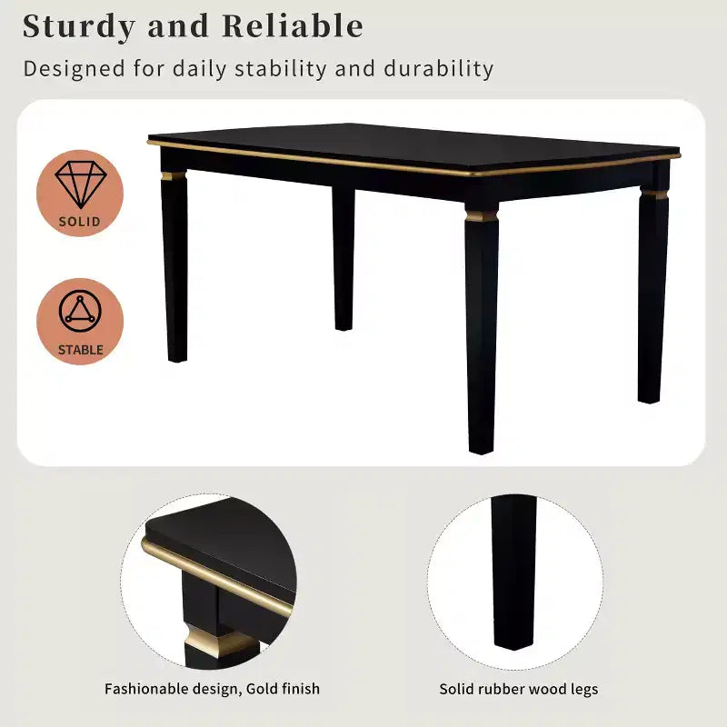 6-delige retro keuken-eettafelset, rechthoekige tafel met 4 gecapitonneerde stoelen met hoge rugleuning en bank, houten eettafelset voor 6 personen