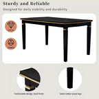 6-delige retro keuken-eettafelset, rechthoekige tafel met 4 gecapitonneerde stoelen met hoge rugleuning en bank, houten eettafelset voor 6 personen