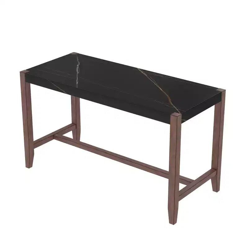 Marmeren eettafelset op aanrechthoogte voor 4 personen, 5-delige bartafelset met 4 gestoffeerde stoelen voor eetkamer, café, keuken of kleine ruimte