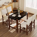 Marble Counter Height Dining Table Set for 4, 5 Pieces Bar Table Set with 4 Upholstered Chairs for Dining Room Pub Kitchen Small Place