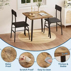 Kleine eettafelset voor 2 personen, 3-delige keukentafelset met 2 gestoffeerde stoelen, ontbijttafel voor kleine ruimtes, eetkamer, appartement, restaurant