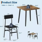 Kleine eettafelset voor 2 personen, 3-delige keukentafelset met 2 gestoffeerde stoelen, ontbijttafel voor kleine ruimtes, eetkamer, appartement, restaurant