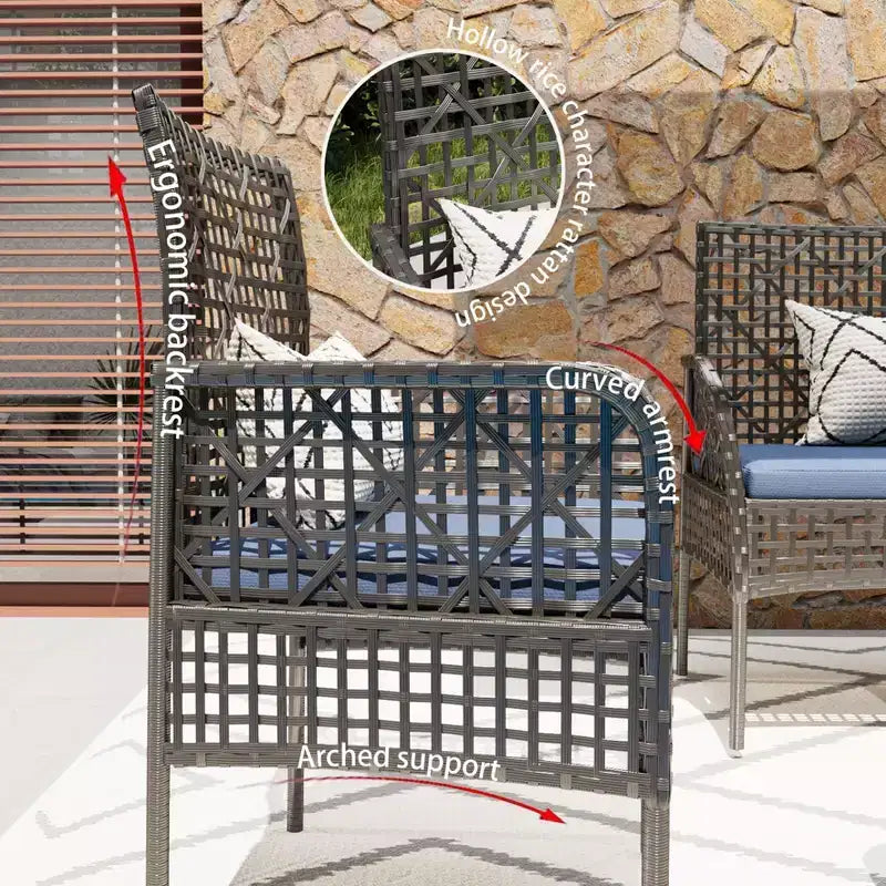 CLIHOME 4 Pieces Outdoor Furniture Set Rattan Patio Conversation Set