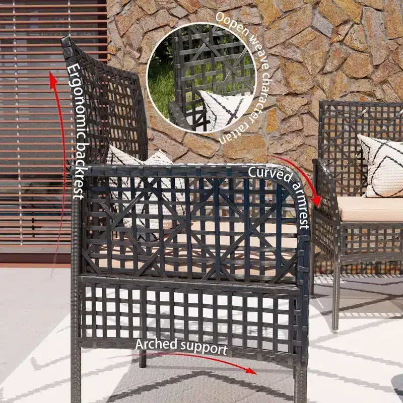 CLIHOME 4 Pieces Outdoor Furniture Set Rattan Patio Conversation Set