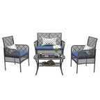 CLIHOME 4 Pieces Outdoor Furniture Set Rattan Patio Conversation Set