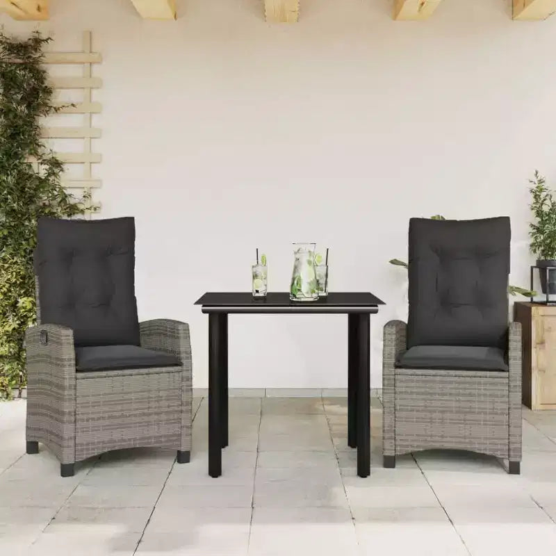 vidaXL tuin-eetset met kussens van polyrotan