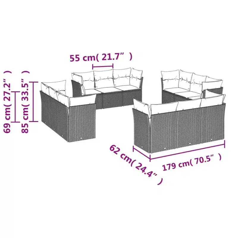 vidaXL Modular Patio Sofa Set with Cushions