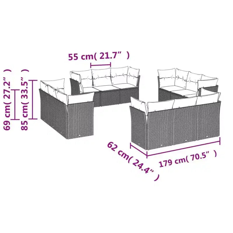 vidaXL Modular Patio Sofa Set with Cushions