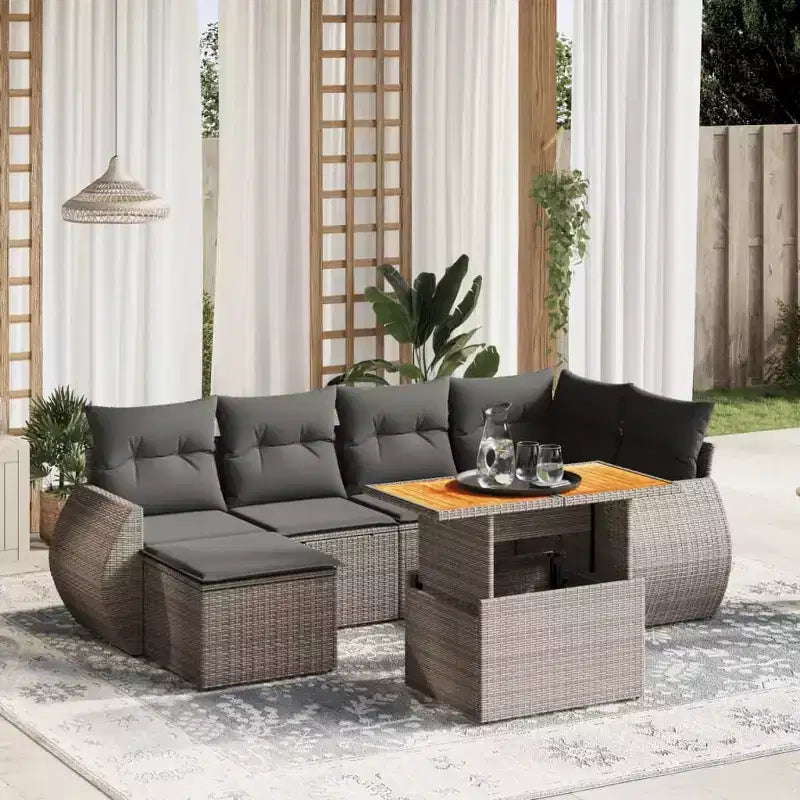 vidaXL Garden Sofa Set PE rattan 7-piece set Adjustable Armrests