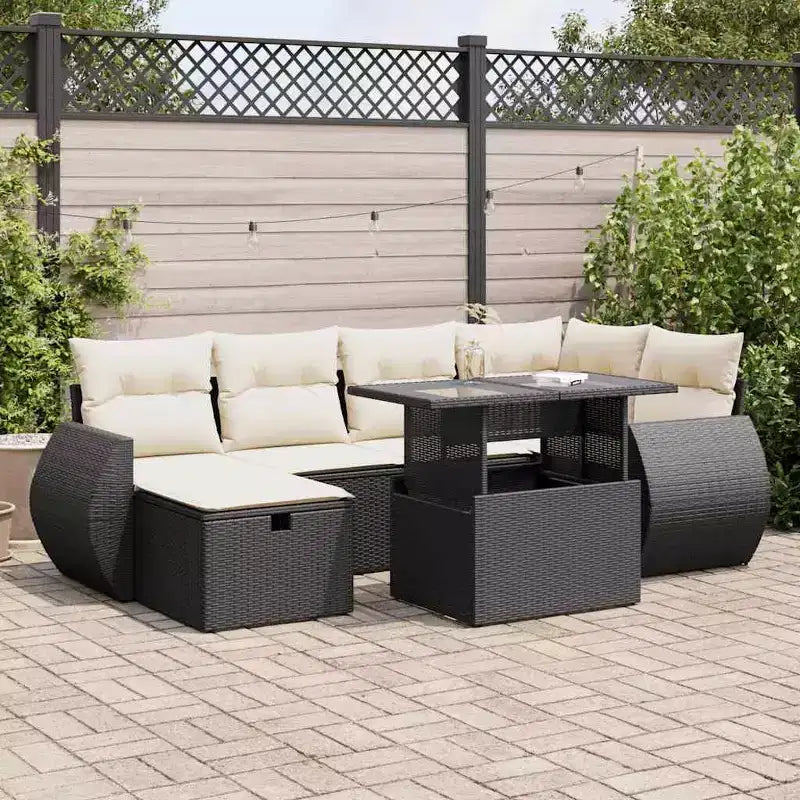 vidaXL Garden Sofa Set PE rattan 7-piece set Adjustable Armrests