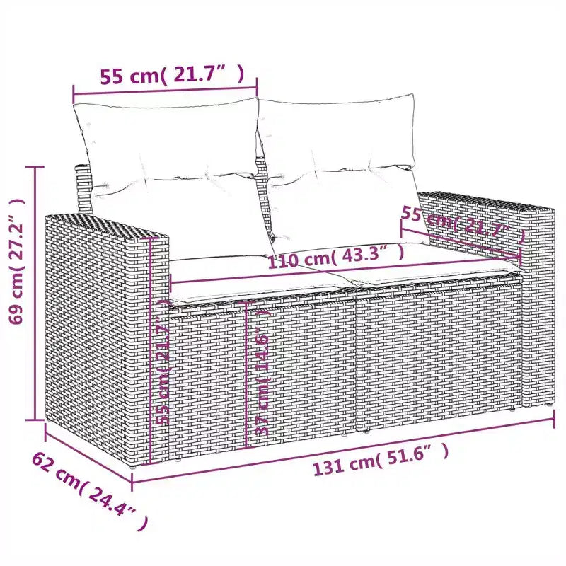 vidaXL Modular Patio Sofa Set with Cushions