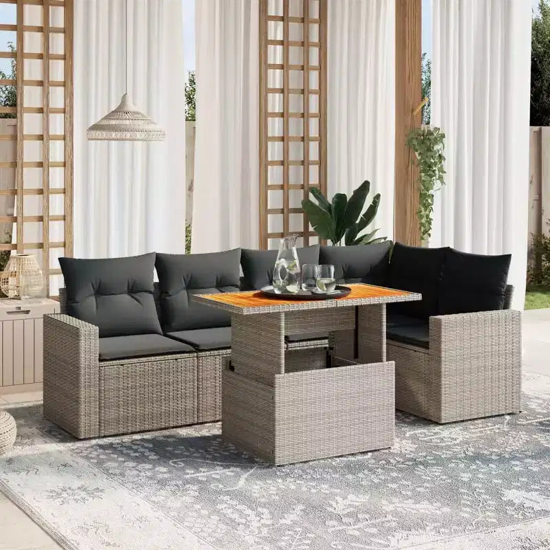 vidaXL Modular Patio Sofa Set with Cushions