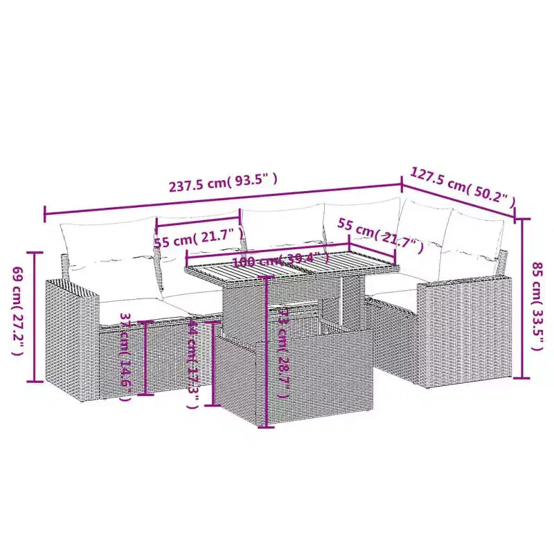 vidaXL Modular Patio Sofa Set with Cushions