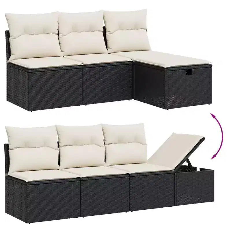 vidaXL Outdoor Sofa Set with Storage - Stylish Poly Rattan