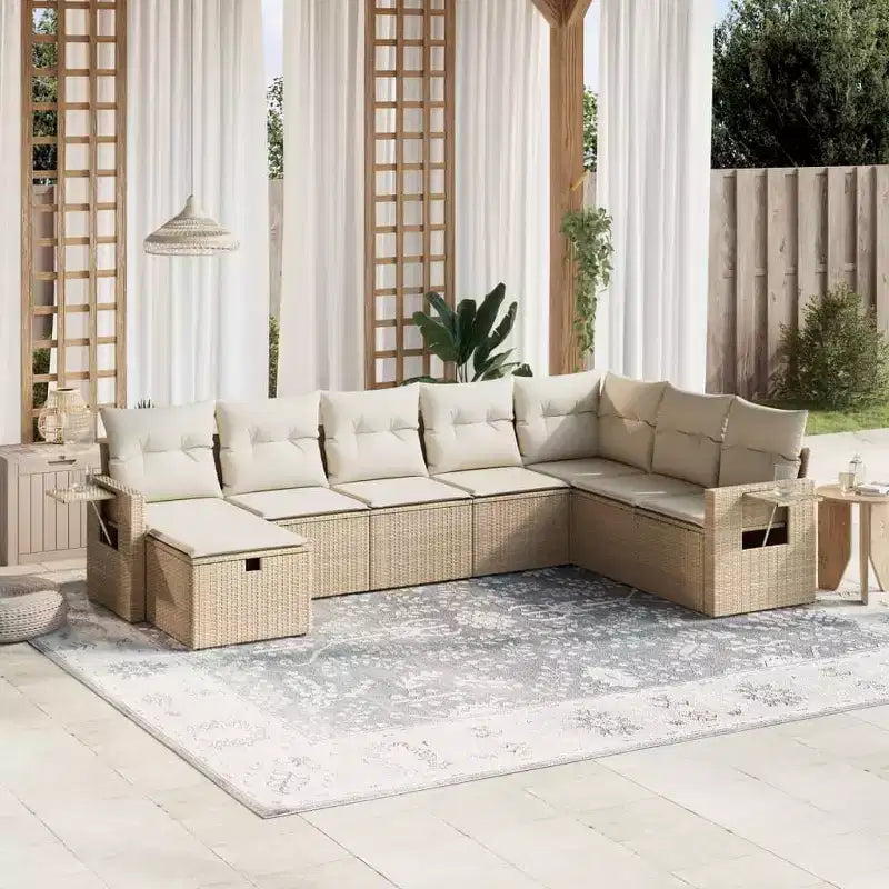 vidaXL Outdoor Sofa Set with Storage - Stylish Poly Rattan