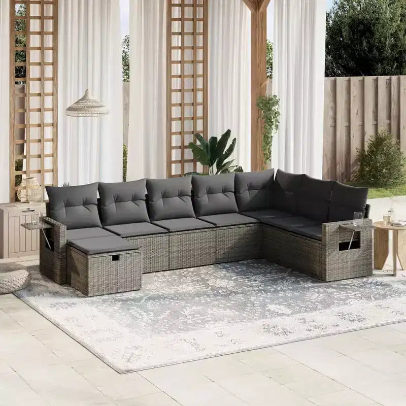 vidaXL Outdoor Sofa Set with Storage - Stylish Poly Rattan