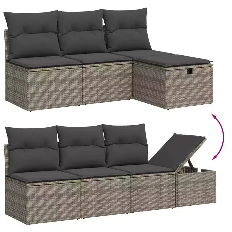 vidaXL Outdoor Sofa Set with Storage - Stylish Poly Rattan
