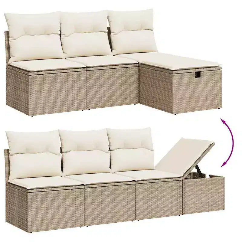 vidaXL Outdoor Sofa Set with Storage - Stylish Poly Rattan