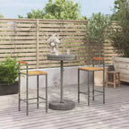 vidaXL Patio Bar Set Bar Stool Bistro Table Poly Rattan and Solid Wood Acacia